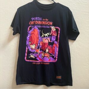 Steven Rhodes Cat Black Graphic T-shirt